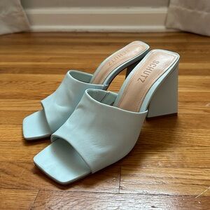 Schutz Lizah Heels Sky Blue 7 Triangular Heel